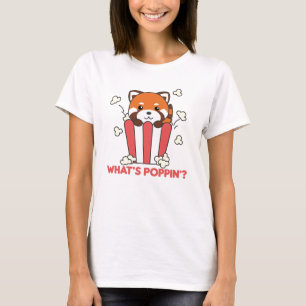 T-shirt Panda Rouge Popcorn Whats Poppin Funny