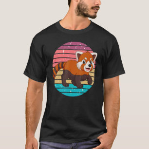 T-shirt Panda Rouge Rétro Vintage Drôle Pandas Rouges Anim