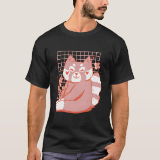 T-shirt Panda roux avec des fleurs colorées pour enfant