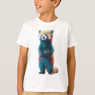 T-shirt Panda roux debout sarcelle et orange Enfants
