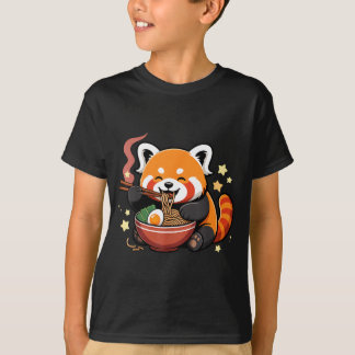 T-shirt Panda roux mangeant des nouilles Ramen