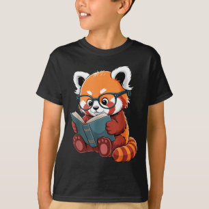 T-shirt Panda roux mignon lisant un livre animal lecteur r