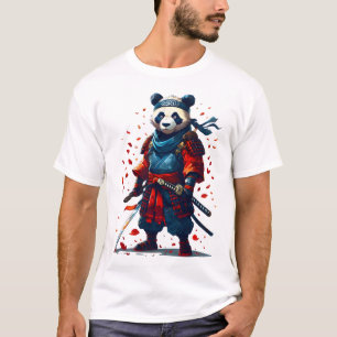 T-shirt Panda Samurai rouge et bleu