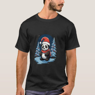 T-shirt Panda Santa Hat Arbre de Noël Neige d'hiver X Mas