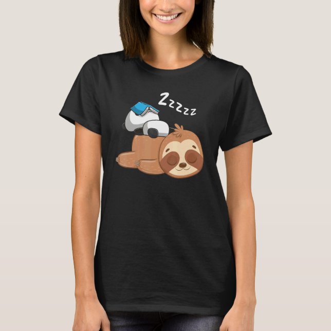 T-shirt Panda Sleeping Sloth Lazy Sloths Animal Graphisme (Devant)