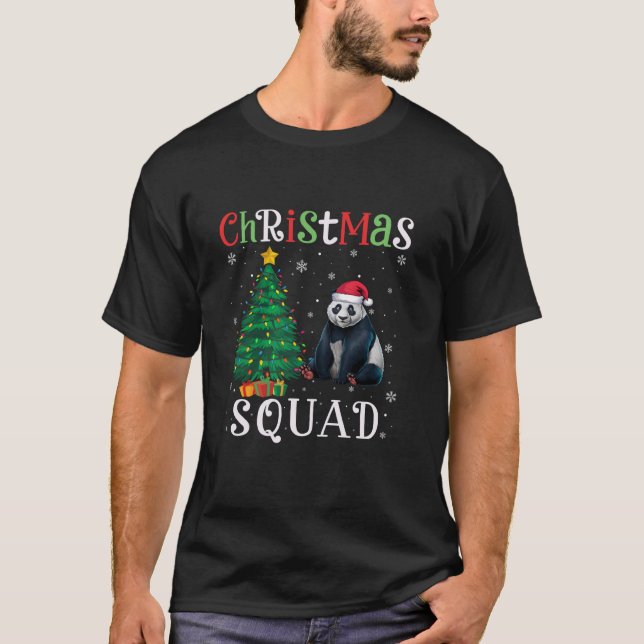 T-shirt Panda Squad Garçons Filles Enfants Lumières Arbre  (Devant)
