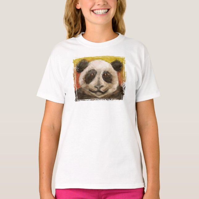 T-shirt Panda sur le noir pour des enfants (Devant)