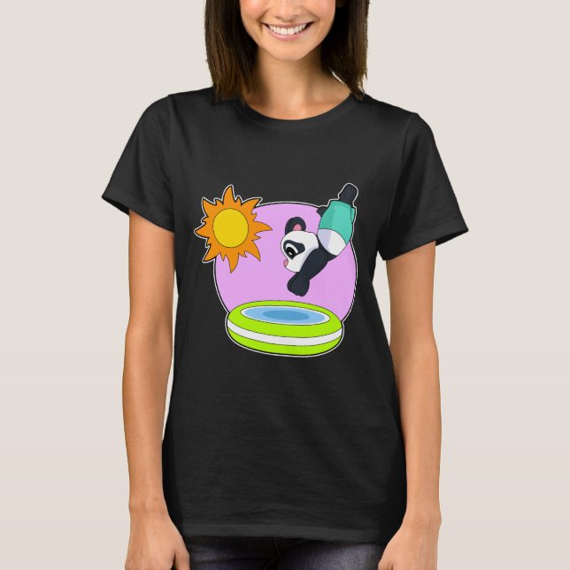 T-shirt Panda Swimming Swimming pool Summer (Devant)