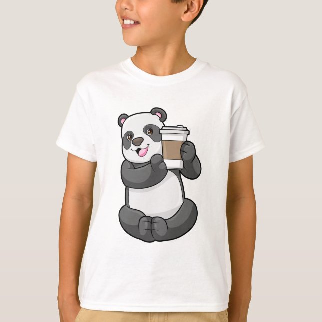T-shirt Panda with Coffee to go (Devant)