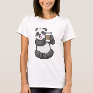 T-shirt Panda with Coffee to go