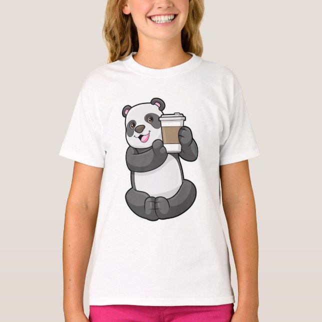 T-shirt Panda with Coffee to go (Devant)