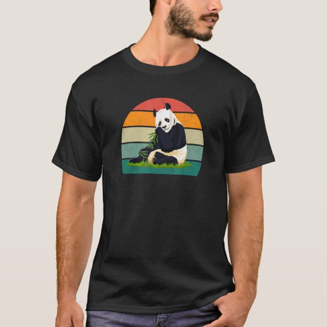 T-shirt Pandas Ours Bambou Chine Asie Black Leave Blanc P (Devant)