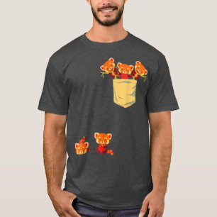 T-shirt Pandas rouges dans la poche Awesome mignonne Panda