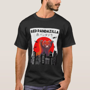 T-shirt Pandazilla Japonaise Parodie Soleil Rouge Panda