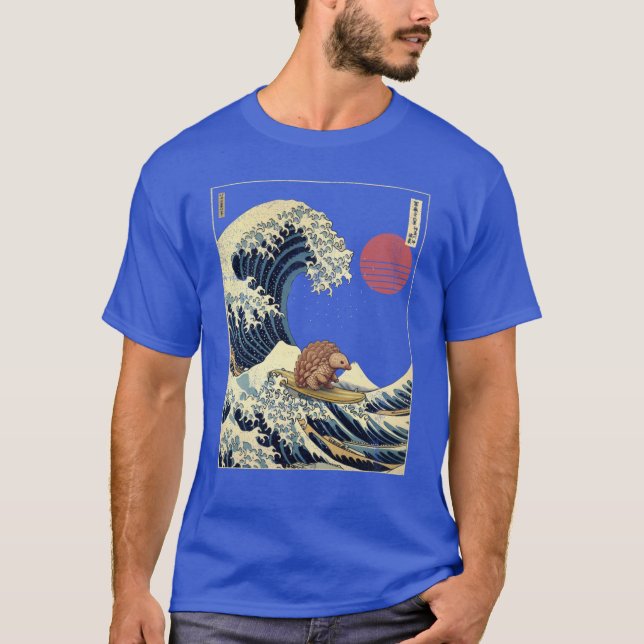 T-shirt Pangolin Kanagawa Japanese Surfing Wave (Devant)