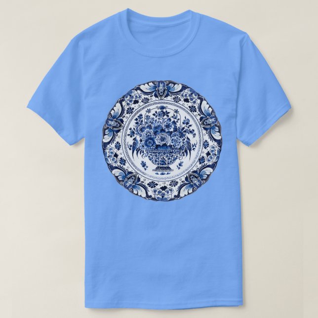 T-shirt Panier à fleurs bleu Royal Delft (Design devant)
