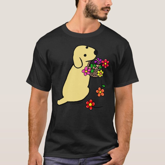 T-shirt Panier à fleurs du Labrador jaune (Devant)