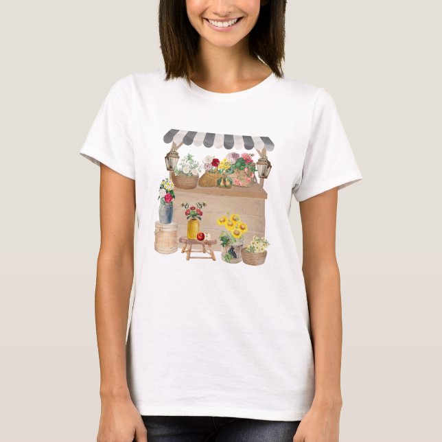 T-shirt Paniers à fleurs du marché agricole (Devant)