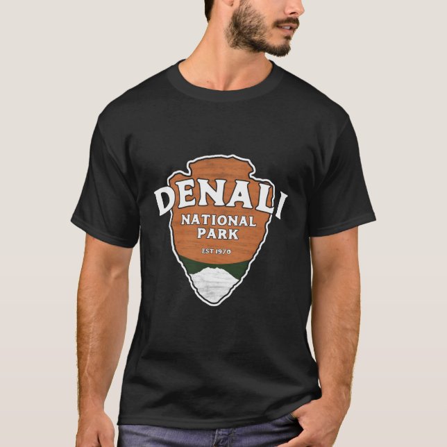 T-shirt Panneau Arrowhead Style Parc national de Denali (Devant)
