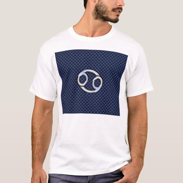 T-shirt Panneau cancéreux Zodiac Navy Blue Carbon Fiber Pr (Devant)