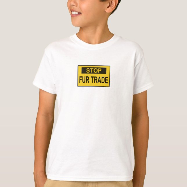 T-shirt Panneau commercial Stop Fur jaune (Devant)