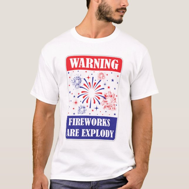 T-shirt Panneau d'avertissement de feux d'artifice (Devant)