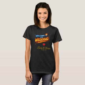 T-shirt Panneau de bienvenue de mariage – Noms et date per