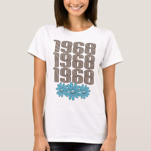 T-shirt Panneau de Paix 1968 Aqua Hippie Flower Power