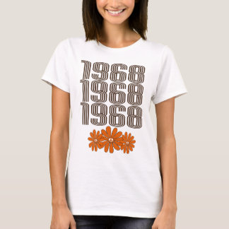 T-shirt Panneau de Paix 1968 Orange Hippy Flower Power