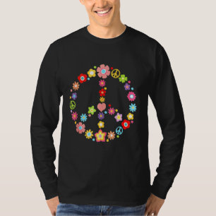 T-shirt Panneau de Paix Amour Fleur 60s les années 70 Cost