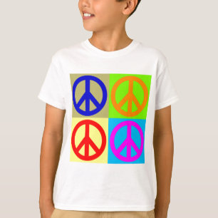 T-shirt Panneau de paix Art pop quatre couleurs