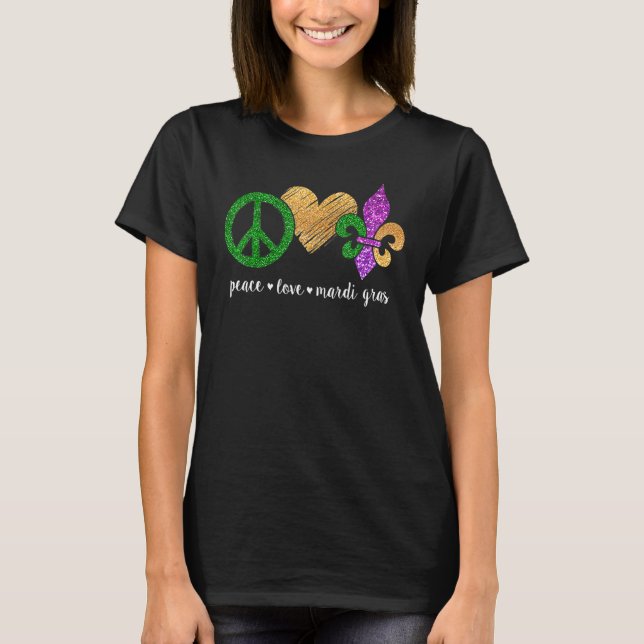 T-shirt Panneau de Paix Coeur Fleur De Lys Hippie Paix Amo (Devant)