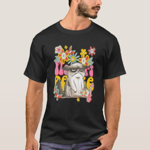 T-shirt Panneau de Paix Les années 70 Fleurs Vibe Cat Retr