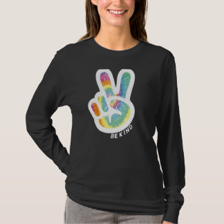 T-shirt Panneau de Paix Retro Tie Dye Be Kind Peace Love K
