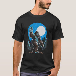 T-shirt Panneau de Paix Sasquatch Main Paix Bigfoot Vintag