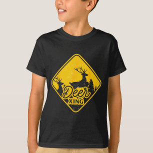 T-shirt Panneau de passage de cerfs Noël Xing Renne Drôle