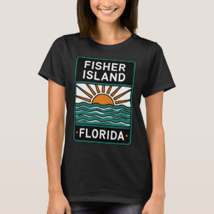 T-shirt Panneau de plage de Fisher Island Floride