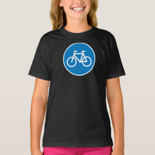 T-shirt Panneau de signalisation de voie cyclable bleu Sym