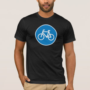 T-shirt Panneau de signalisation de voie cyclable bleu Sym