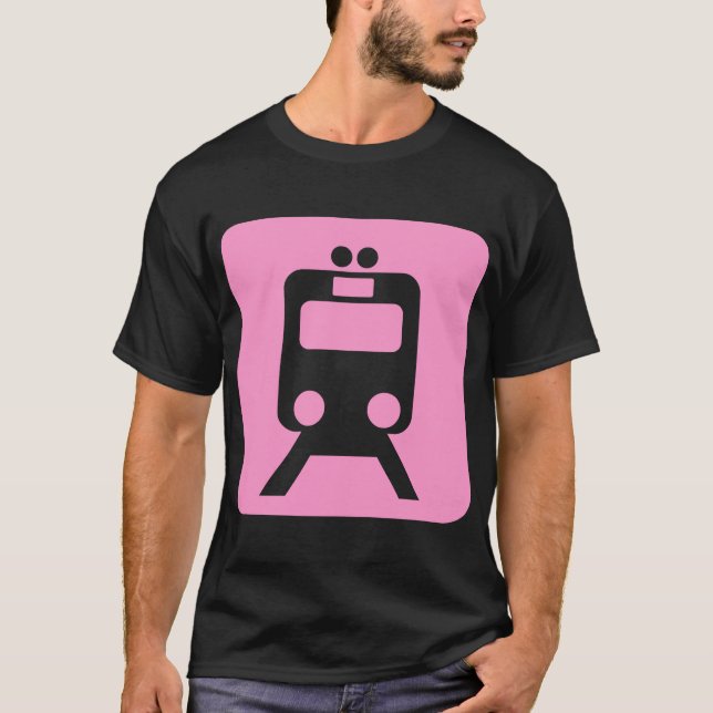 T-shirt Panneau du train - Rose (Devant)