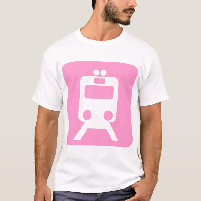 T-shirt Panneau du train - Rose (Devant)