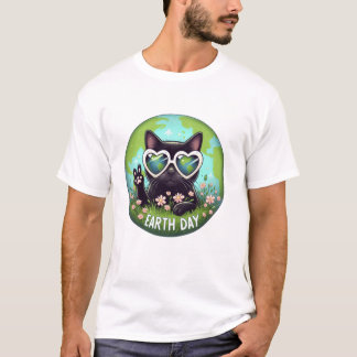 T-shirt Panneau Main Chat Noir
