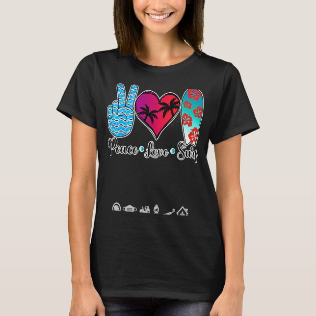 T-shirt Panneau Surf Peace Love Surf pour Homme Femmes Plu (Devant)
