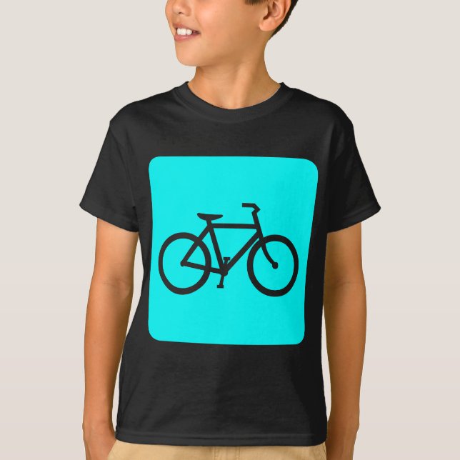 T-shirt Panneau vélo - Cyan (Devant)