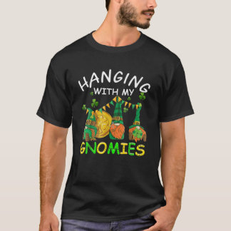 T-shirt Panser avec mes filles St Patrick's Day Gnome Sha