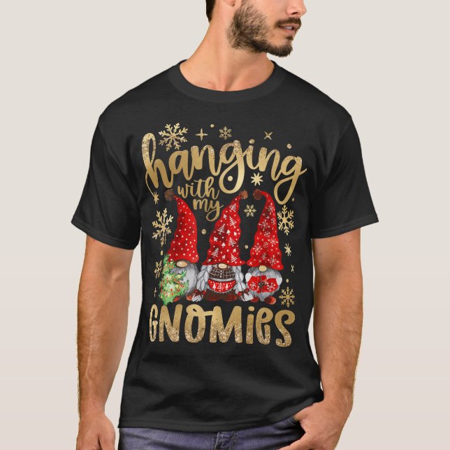 T-shirt Panser Avec Mes Gnomies Père Noël Mignonne Gnome N (Devant)
