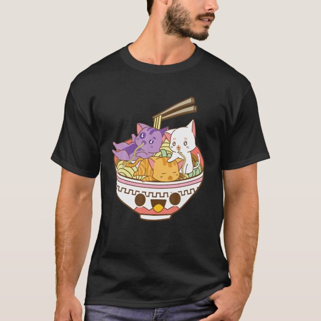 T-shirt Pansexual Anime Ramen Tee Chats Japonais Ramen Noo (Devant)