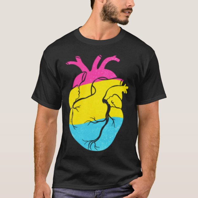 T-shirt Pansexual Pride Heart Flag (Devant)