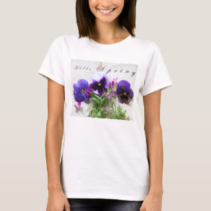 T-shirt Pansies, lobélie sur l'ancienne écriture
