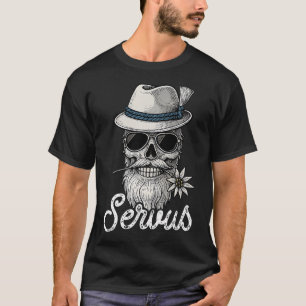 T-shirt Pantalon en cuir de la fête de Servus Skull Bavièr